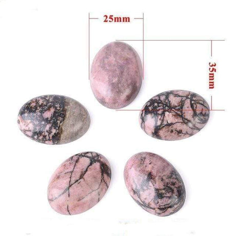 Oval Natural Black Line Rhodonite Stones