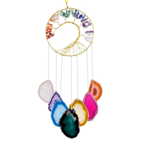 Chakra Crystal Tree Of Life Agate Slices Suncatcher