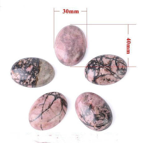 Oval Natural Black Line Rhodonite Stones