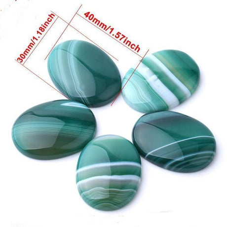 Oval Natural Green Agate Stones