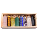 8 Reiki Chakra Crystals in Wooden Box