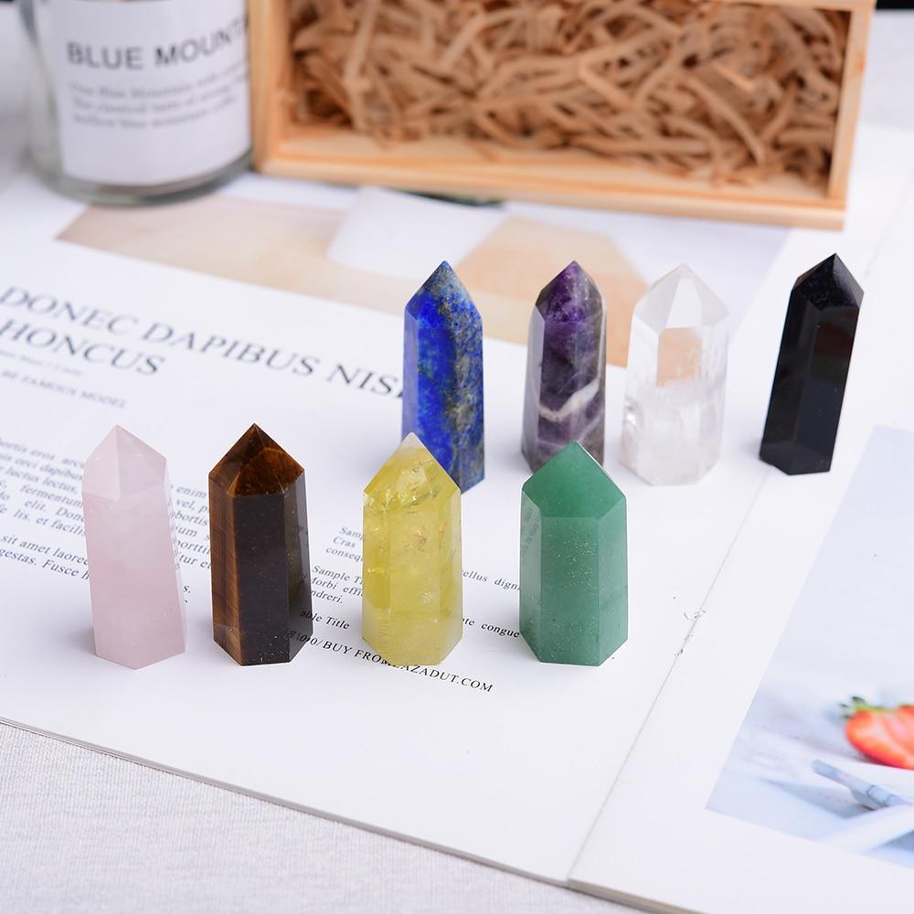 8 Reiki Chakra Crystals in Wooden Box