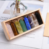 8 Reiki Chakra Crystals in Wooden Box