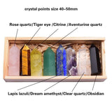 8 Reiki Chakra Crystals in Wooden Box