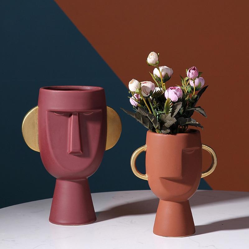 Abstract Face Flower Vase