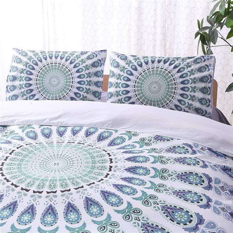 Aquamarine Lotus Mandala Bedding Set 3pcs