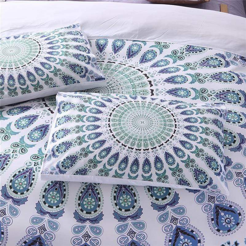 Aquamarine Lotus Mandala Bedding Set 3pcs