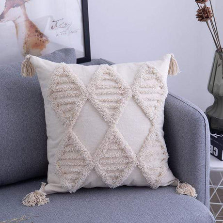 Tassels Beige Pillow Cover