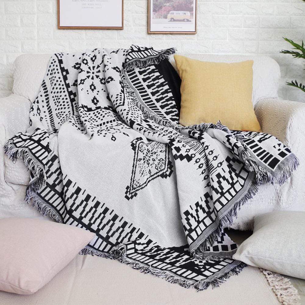 Black and White Geometric Throw Blanket