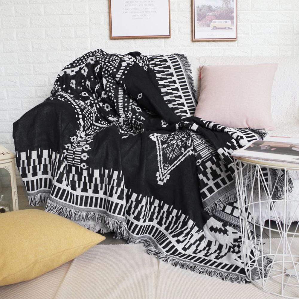 Black and White Geometric Throw Blanket