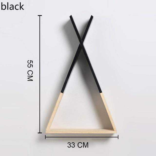 Color Dipped Wooden Triangle Wall Shelf