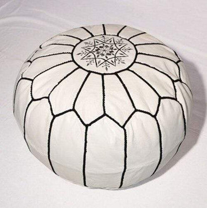 Handmade Genuine Leather Moroccan Pouf Unstuffed