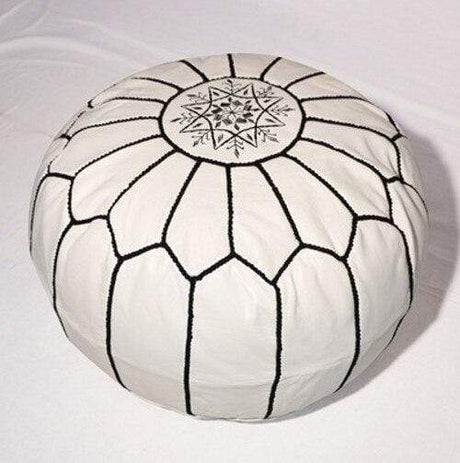 Handmade Genuine Leather Moroccan Pouf Unstuffed