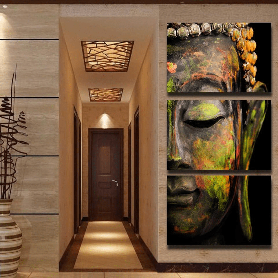 Buddha Statue Printed Canvas Painting 3pcs
