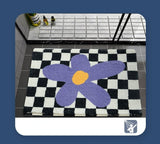 Checked Floral Bath Mat