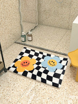 Checked Floral Bath Mat