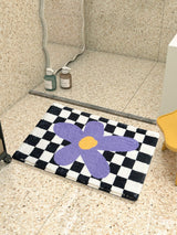 Checked Floral Bath Mat