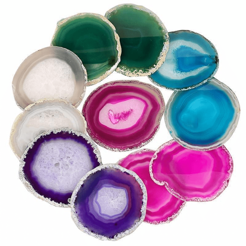 Natural Agate Crystal Slice Coasters