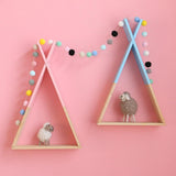 Color Dipped Wooden Triangle Wall Shelf