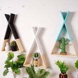 Color Dipped Wooden Triangle Wall Shelf