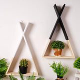 Color Dipped Wooden Triangle Wall Shelf