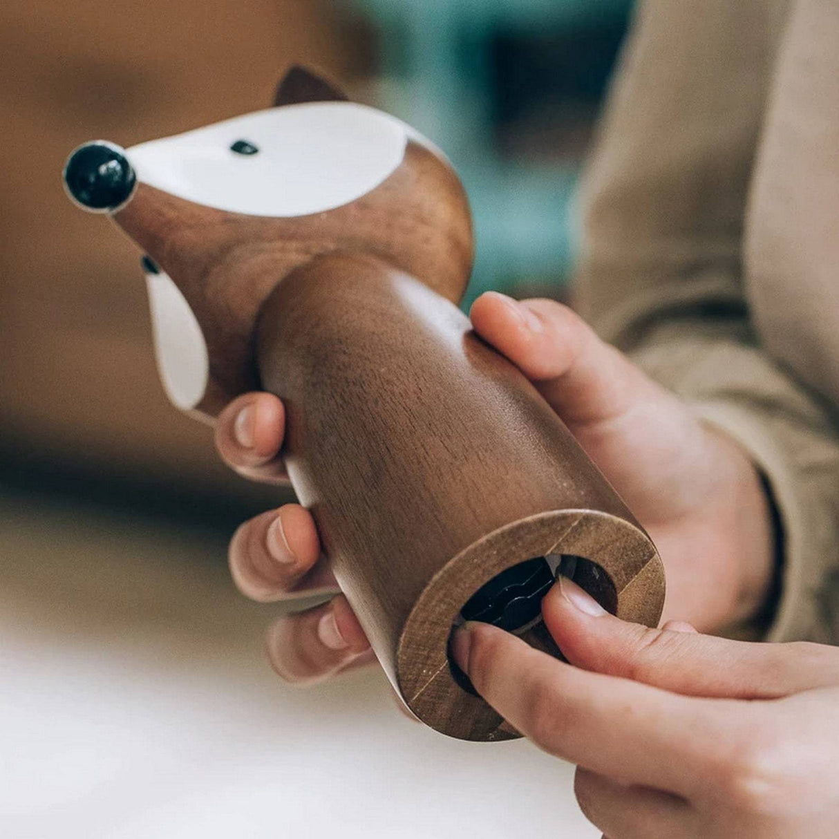 Cute Fox Wooden Spice Grinder