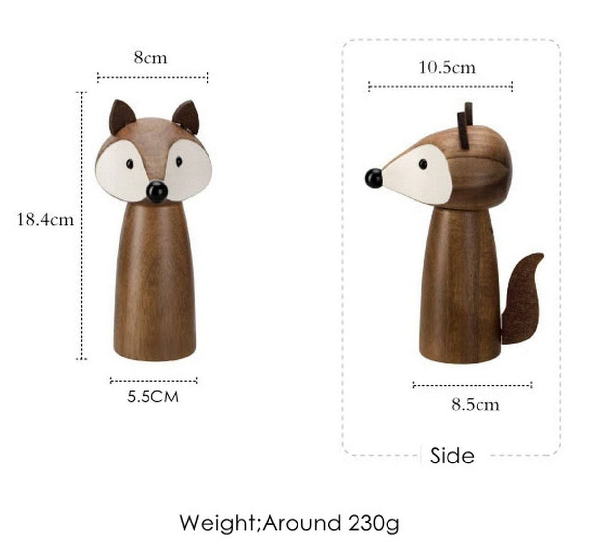 Cute Fox Wooden Spice Grinder