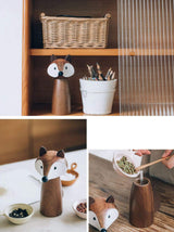 Cute Fox Wooden Spice Grinder