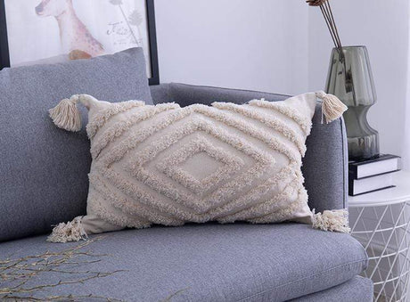 Tassels Beige Pillow Cover