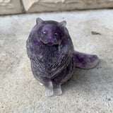 Natural Crystal Lady Cat Carving