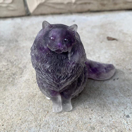 Natural Crystal Lady Cat Carving