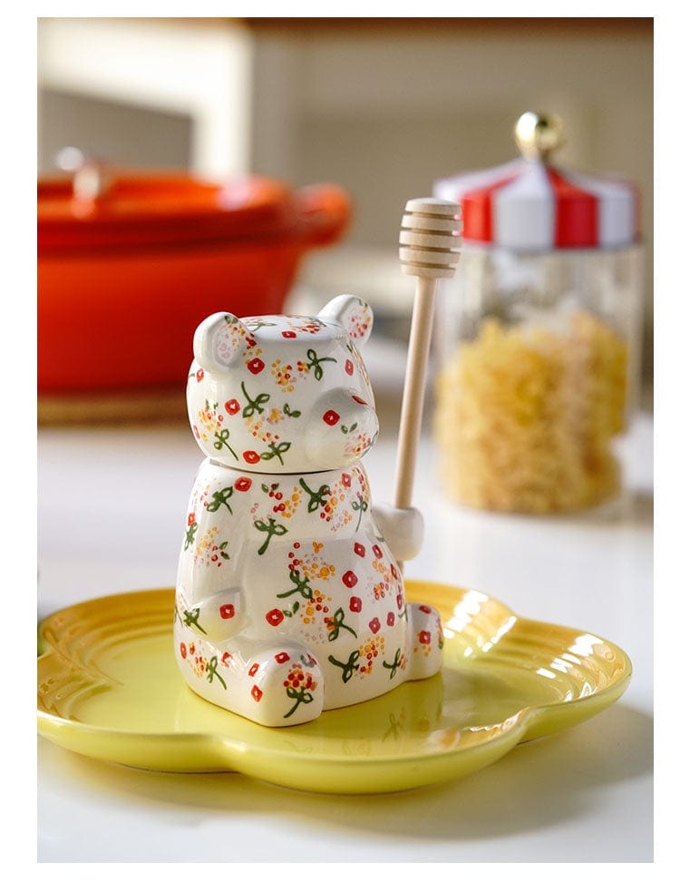 Floral Bear Honey Jar