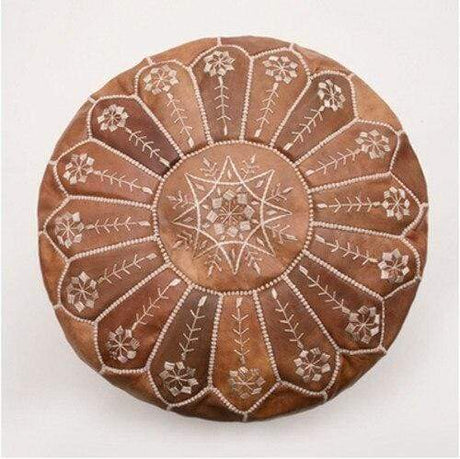 Handmade Genuine Leather Moroccan Pouf Unstuffed