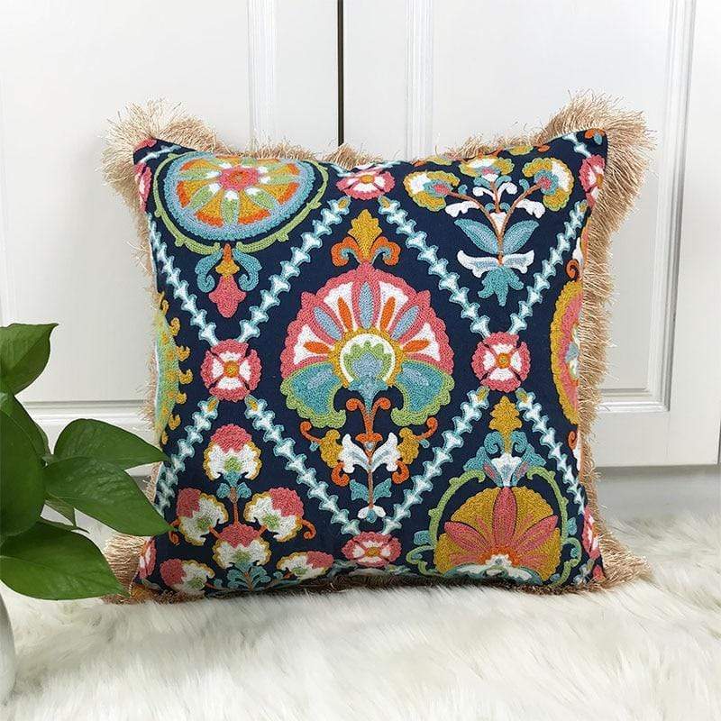 Fringe Ethnic Pattern Embroidery Pillow Case