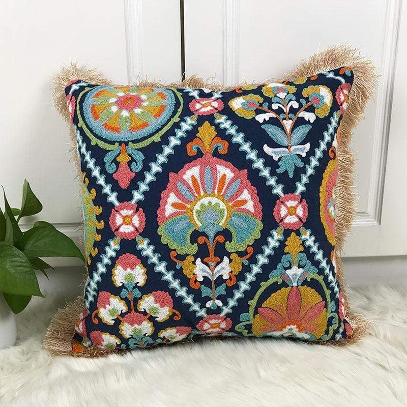 Fringe Ethnic Pattern Embroidery Pillow Case