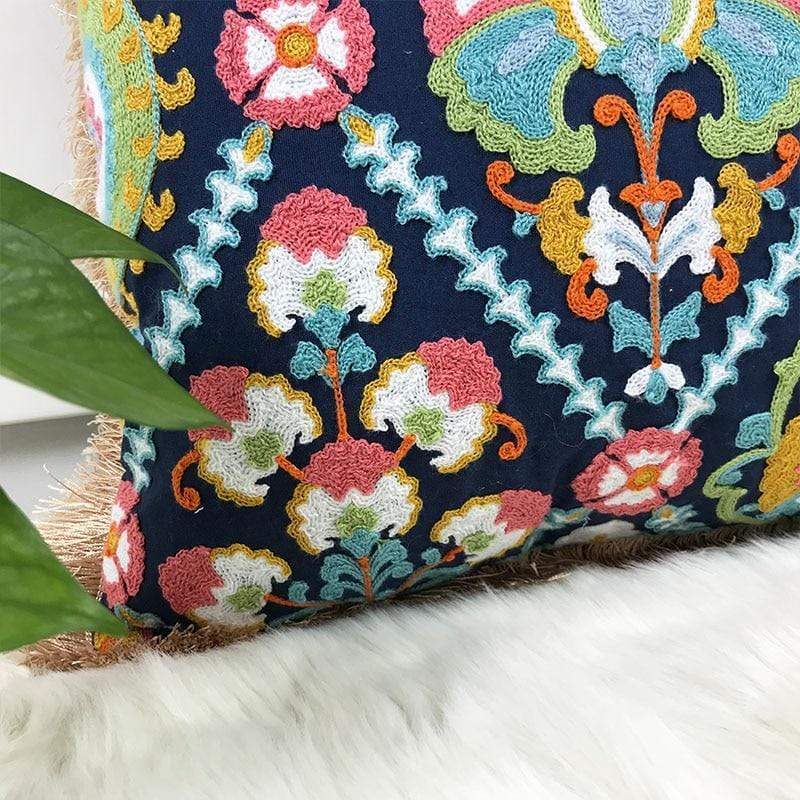 Fringe Ethnic Pattern Embroidery Pillow Case