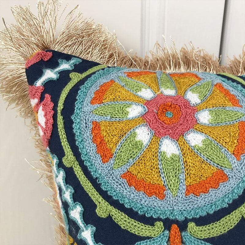 Fringe Ethnic Pattern Embroidery Pillow Case