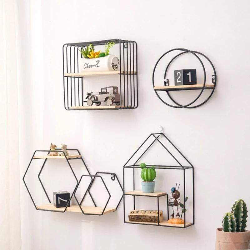 Geometric Hanging Wall Shelves
