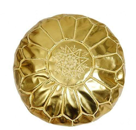 Handmade Genuine Leather Moroccan Pouf Unstuffed