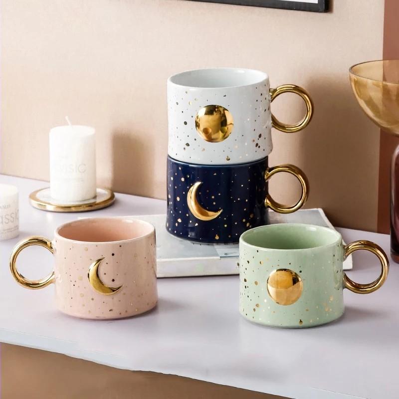 Golden Sun or Moon Design Mug
