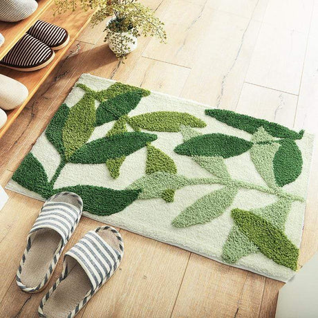 All Over Green Leaves Bath Mat