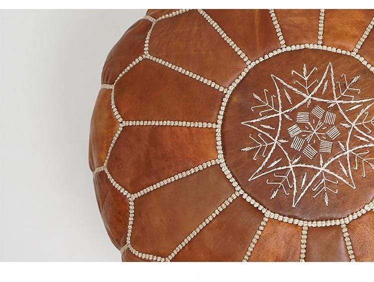 Handmade Genuine Leather Moroccan Pouf Unstuffed