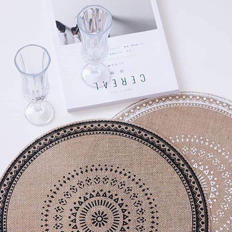 Mandala Embroidery Round Mat