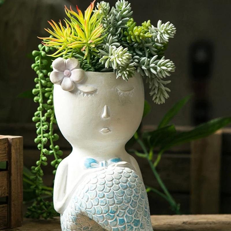 Mermaid Figurine Planter Pot