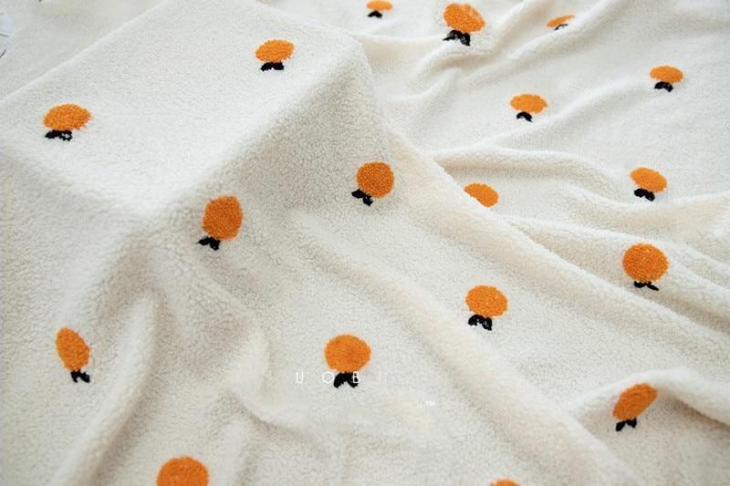 Mini Oranges Embroidered Blanket