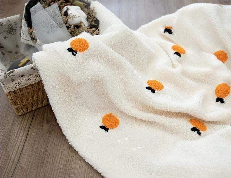 Mini Oranges Embroidered Blanket