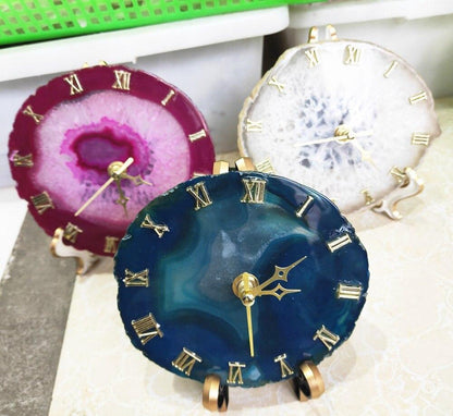 Natural Agate Table Clock