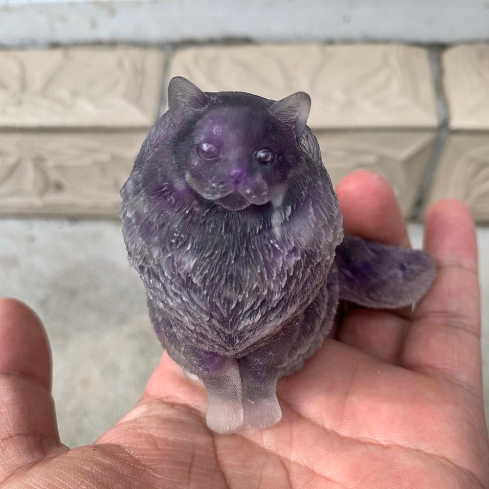 Natural Crystal Lady Cat Carving