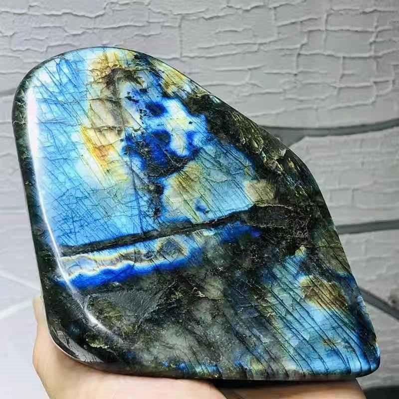 Natural Labradorite Stone in Blue and Yellow Flash