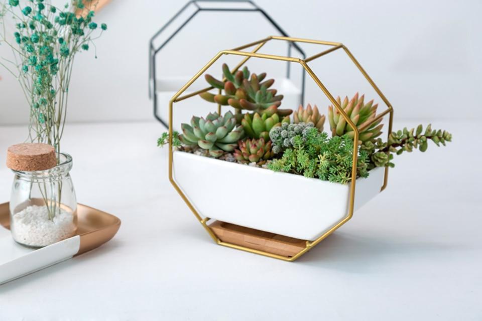 Nordic Modern Ceramic Iron Planter